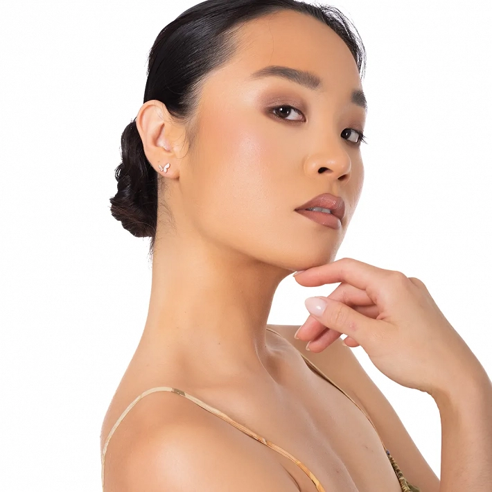 Oxzen ασημένια σκουλαρίκια καρφωτά πεταλούδα με φίλντισι