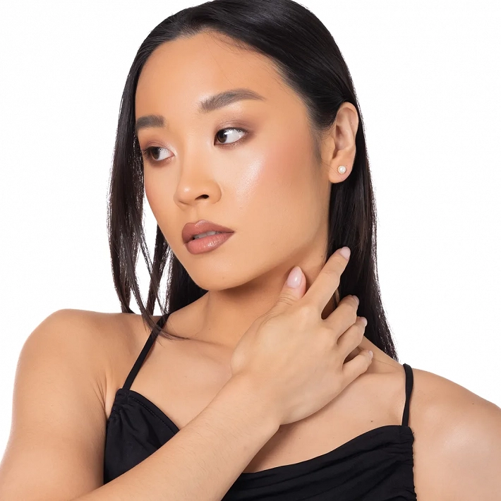 Oxzen ασημένια σκουλαρίκια καρφωτά με πέρλα