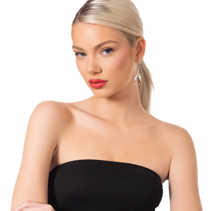 Oxzen ασημένια σκουλαρίκια μακριά ματ με ιδιαίτερο σχήμα