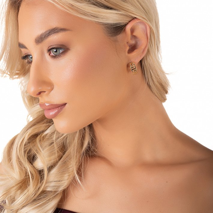 Oxzen ασημένιο σκουλαρίκι κρίκος με μαίανδρο