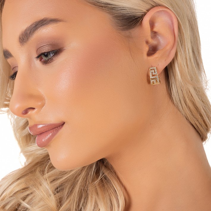 Oxzen ασημένιο σκουλαρίκι κρίκος με μαίανδρο