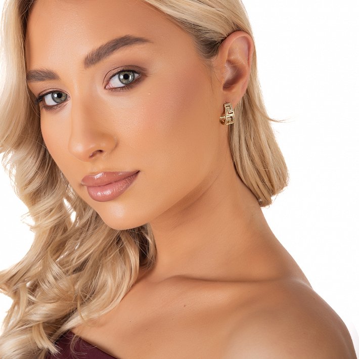 Oxzen ασημένιο σκουλαρίκι κρίκος με μαίανδρο