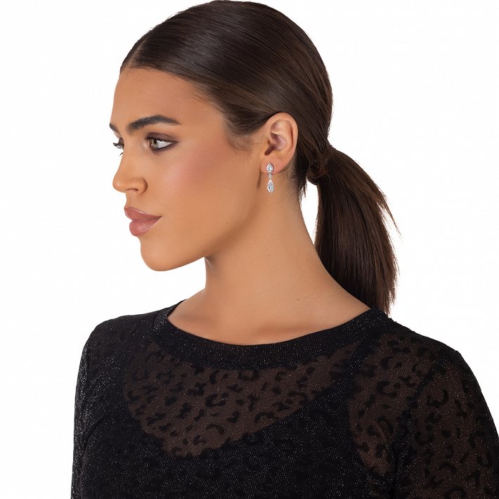 Oxzen σκουλαρίκι ασημένιο κρεμαστό με ζιργκόν