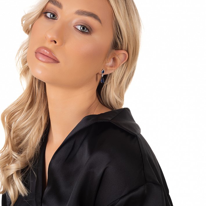 Oxzen σκουλαρίκι ασημένιο κρεμαστό με ζιργκόν