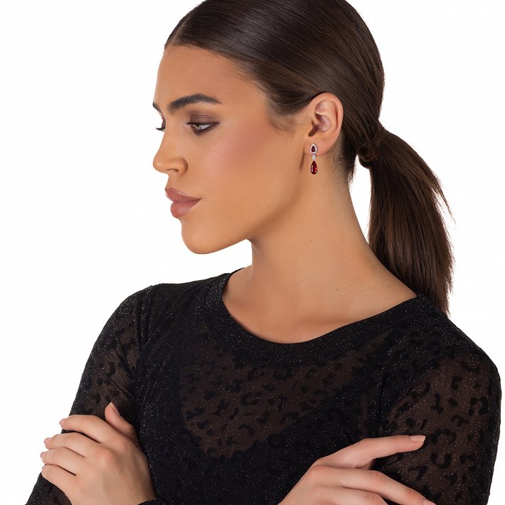 Oxzen σκουλαρίκι ασημένιο κρεμαστό με ζιργκόν