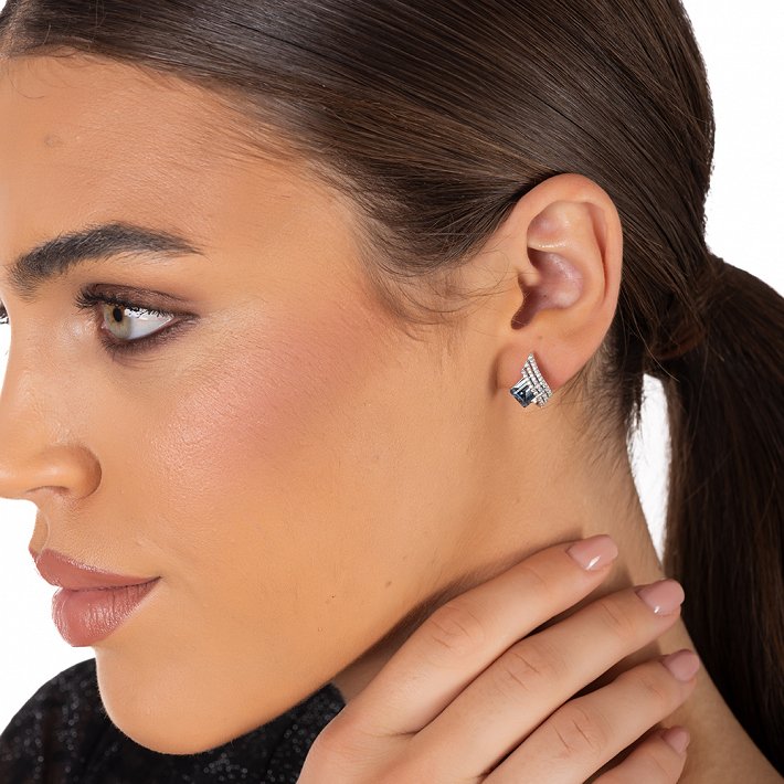 Oxzen ασημένιο σκουλαρικι σταγόνα με ζιργκόν