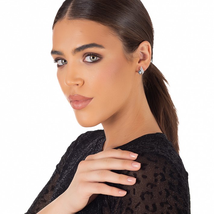 Oxzen ασημένιο σκουλαρικι σταγόνα με ζιργκόν