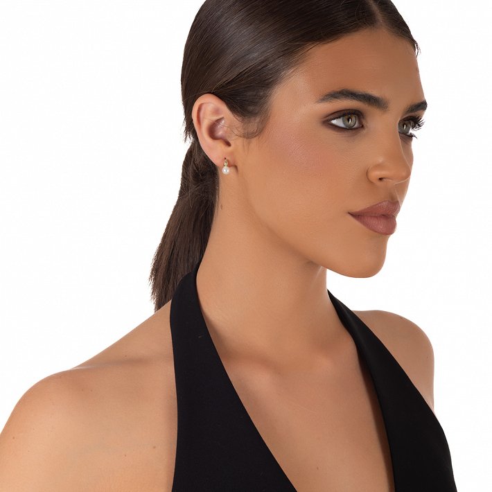 Oxzen ασημένιο σκουλαρίκι με πέρλα