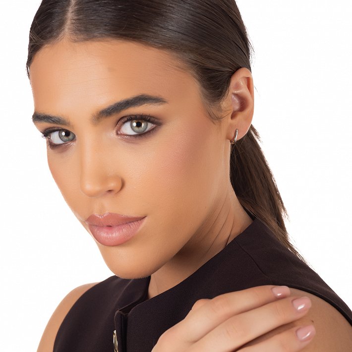 Oxzen ασημένιο σκουλαρίκι κρίκος τετράγωνος