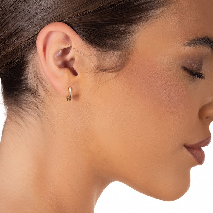 Oxzen ασημένιο σκουλαρίκι κρίκος τετράγωνος