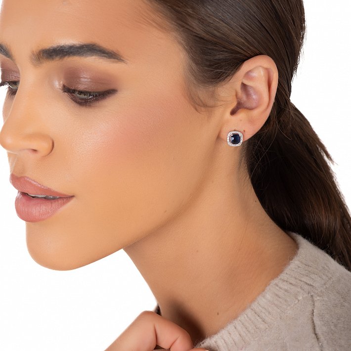 Oxzen ασημένιο σκουλαρίκι τετράγωνο με ζιργκόν