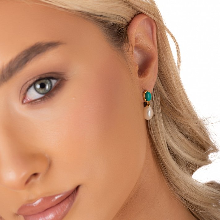 Oxzen ασημένιο σκουλαρίκι χειροποίητο με πέρλα