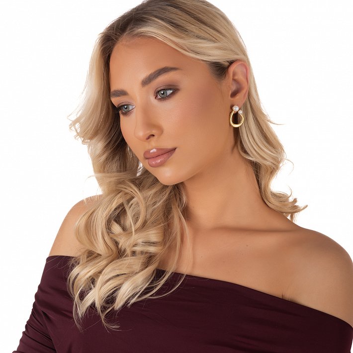 Oxzen ασημένιο σκουλαρίκι χειροποίητο με πέρλα