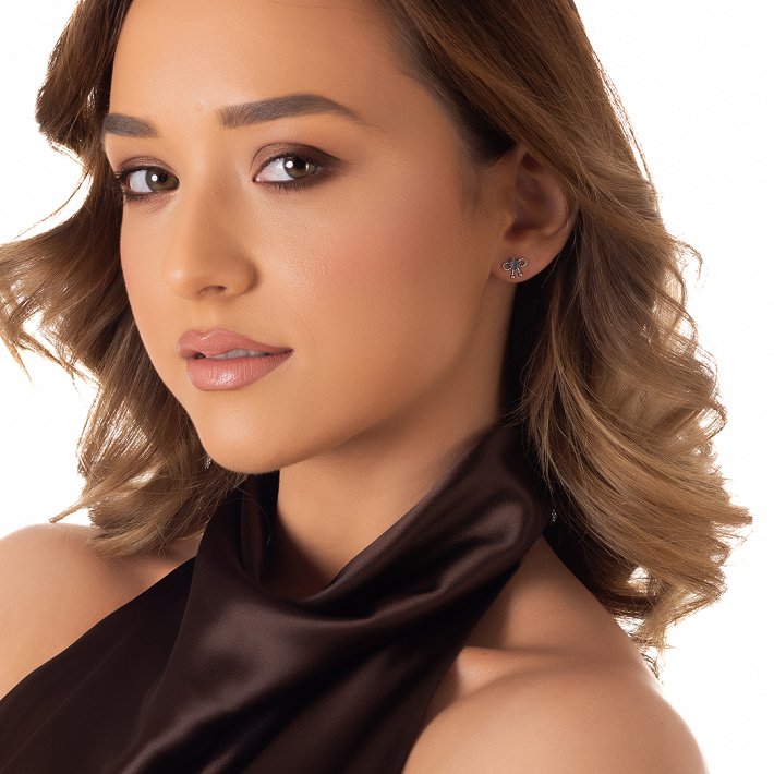 Oxzen ασημένιο σκουλαρίκι καρφωτό φιογκάκι