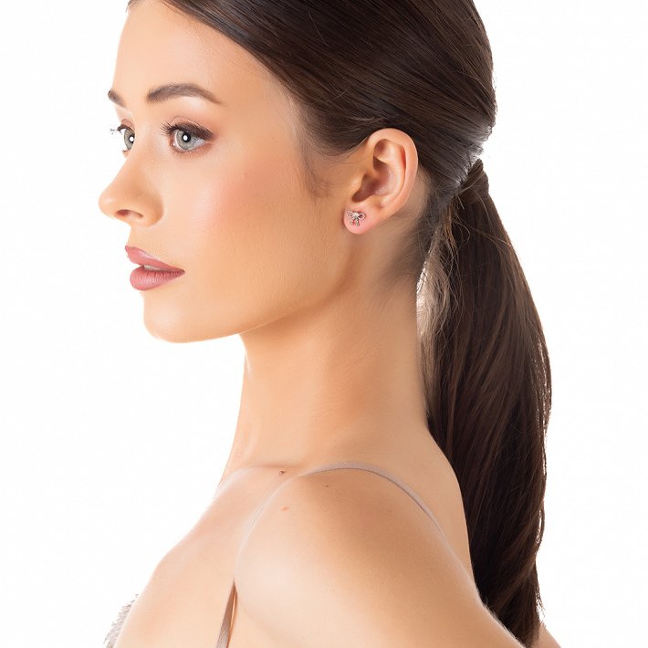 Oxzen ασημένιο σκουλαρίκι καρφωτό φιογκάκι