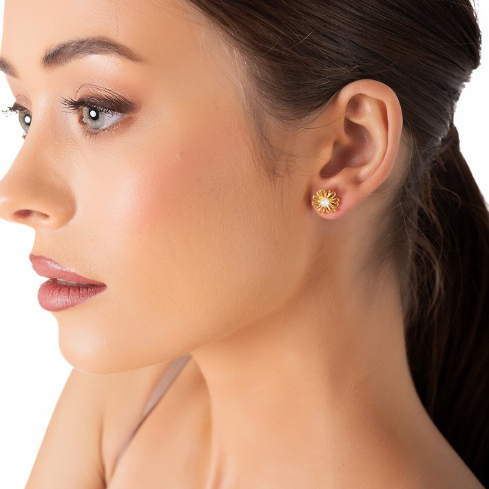 Oxzen ασημένιο σκουλαρίκι καρφωτό με πέρλα