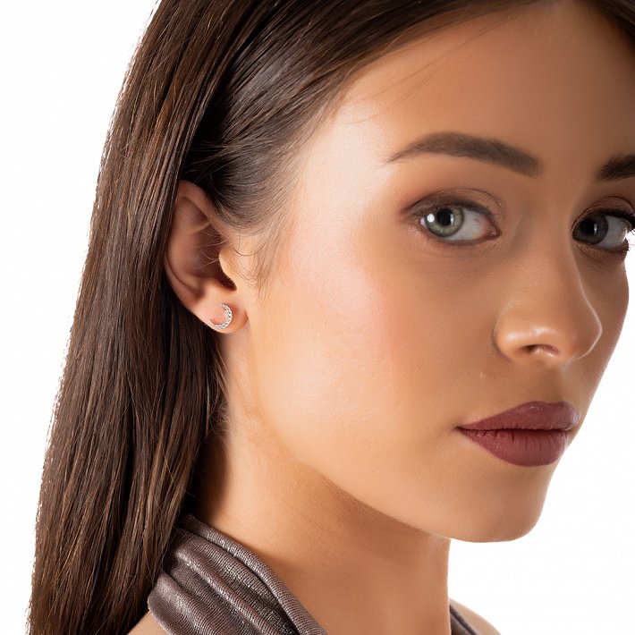 Oxzen ασημένιο σκουλαρίκι καρφωτό με γατούλες