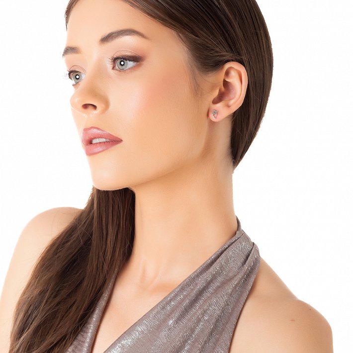 Oxzen ασημένιο σκουλαρίκι καρφωτό με γατούλες