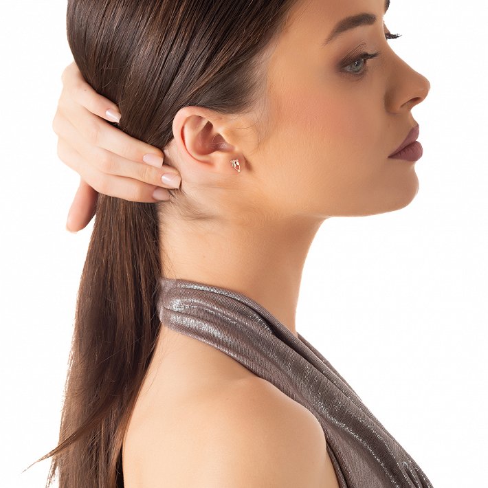 Oxzen ασημένιο σκουλαρίκι καρφωτό με γατούλες