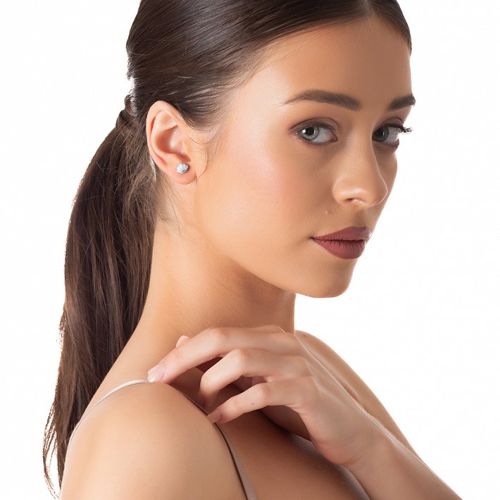 Oxzen ασημένιο σκουλαρίκι καρφωτό κοχύλι και αστερίας