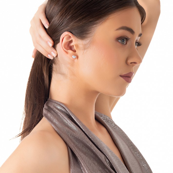 Oxzen ασημένιο σκουλαρίκι καρφωτό κοχύλι και αστερίας