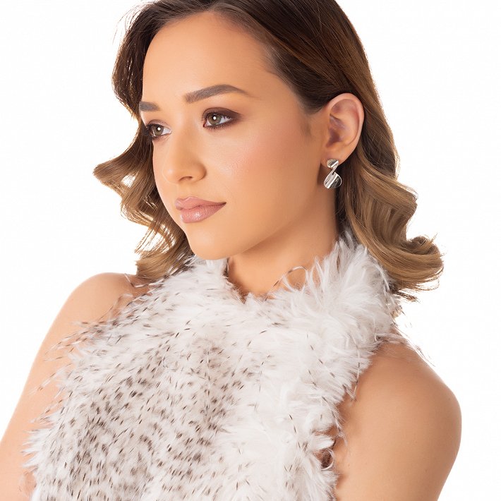 Oxzen ασημένιο σκουλαρίκι με ιδιαίτερο σχήμα