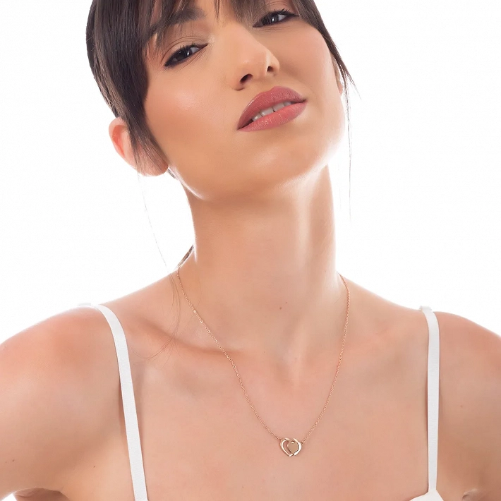 Oxzen γυναικείο κολιέ από ανοξείδωτο ατσάλι διπλή καρδιά