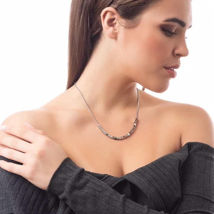 Oxzen ατσάλινο κολιέ με στρογγυλά στοιχεία