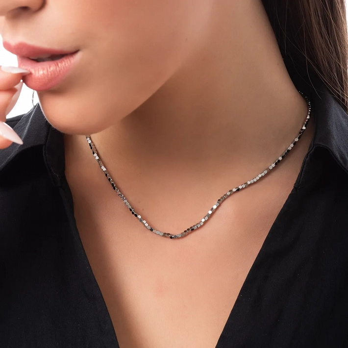 Oxzen ατσάλινο κολιέ αλυσίδα με κυκλικά στοιχεία