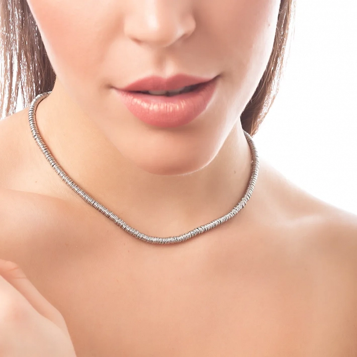 Oxzen ατσάλινο κολιέ με κυκλικά στοιχεία