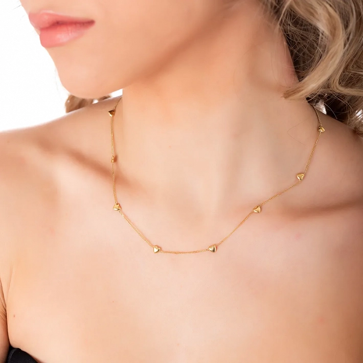 Oxzen ατσάλινο κολιέ με καρδιές