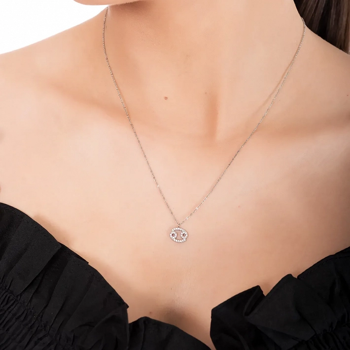 Oxzen γυναικείο κολιέ Zodiac από ανοξείδωτο ατσάλι Καρκίνος (Cancer)