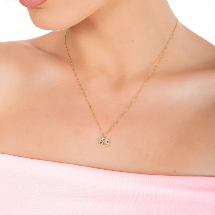 Oxzen γυναικείο κολιέ Zodiac από ανοξείδωτο ατσάλι Καρκίνος (Cancer)