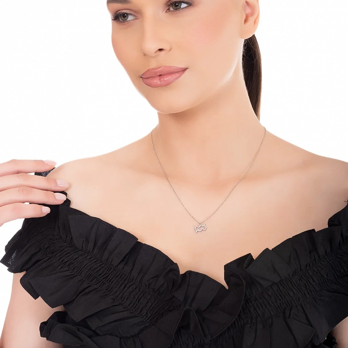 Oxzen γυναικείο κολιέ Zodiac από ανοξείδωτο ατσάλι Υδροχόος (Aquarius)