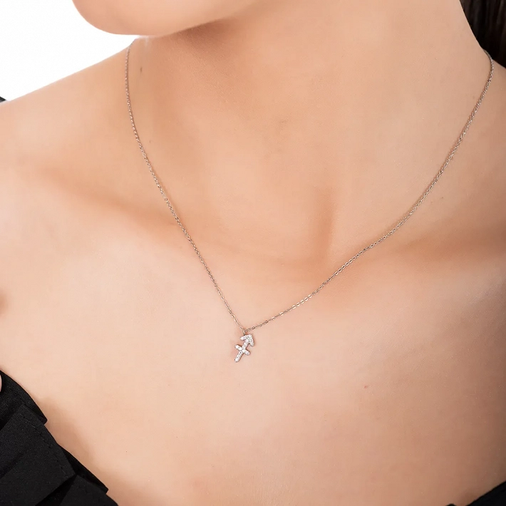 Oxzen γυναικείο κολιέ Zodiac από ανοξείδωτο ατσάλι Τοξότης (Sagitarius)