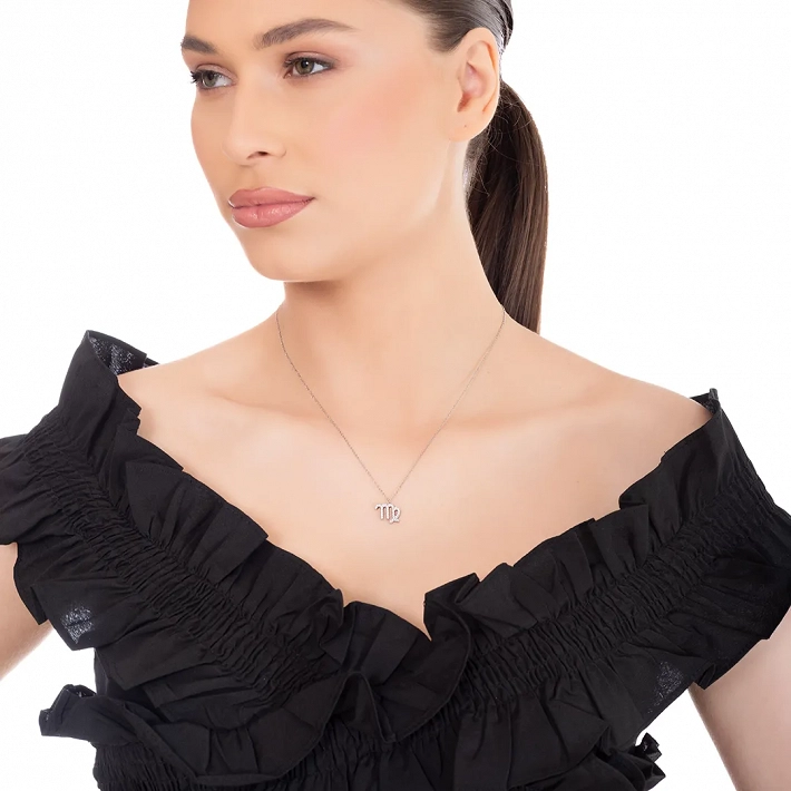 Oxzen γυναικείο κολιέ Zodiac από ανοξείδωτο ατσάλι Παρθένος (Virgo)