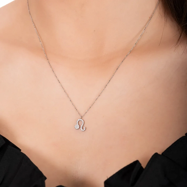 Oxzen γυναικείο κολιέ Zodiac από ανοξείδωτο ατσάλι Λέων (Leo)