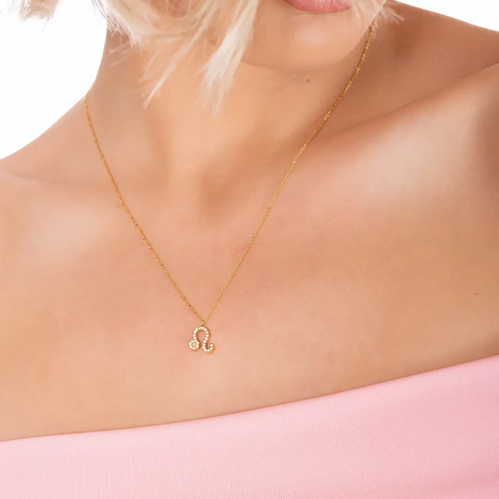 Oxzen γυναικείο κολιέ Zodiac από ανοξείδωτο ατσάλι Λέων (Leo)