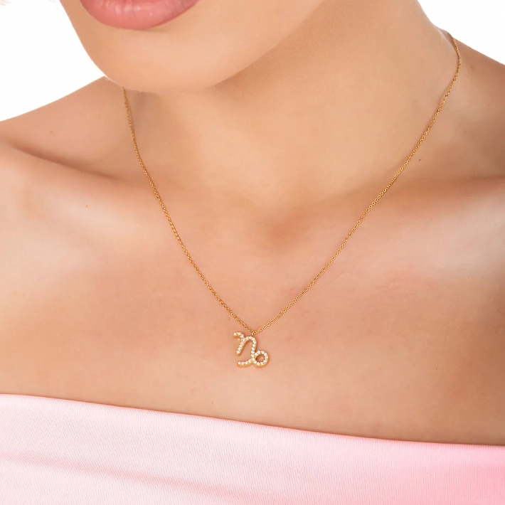 Oxzen γυναικείο κολιέ Zodiac από ανοξείδωτο ατσάλι Αιγόκερως (Carpicorn)