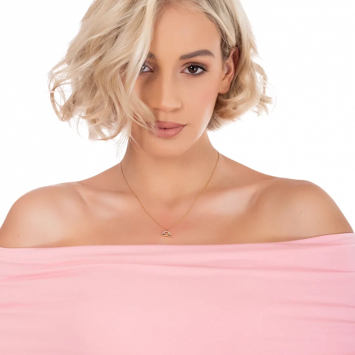 Oxzen γυναικείο κολιέ Zodiac από ανοξείδωτο ατσάλι Ζυγός (Libra)