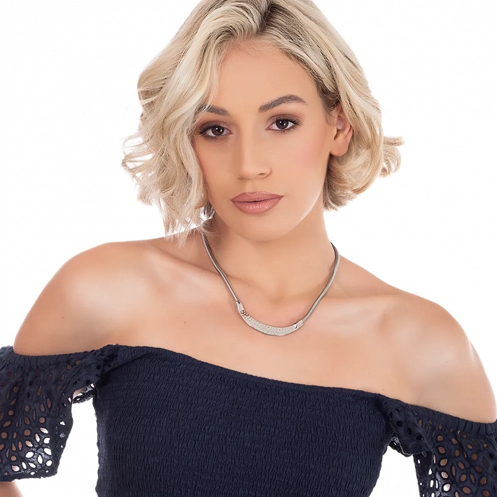 Oxzen γυναικείο κολιέ από ανοξείδωτο ατσάλι με σαγρέ στοιχείο