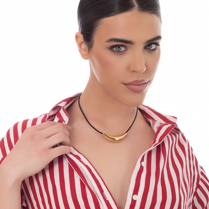 Oxzen γυναικείο κολιέ από ανοξείδωτο ατσάλι με κυλινδρικό στοιχείο