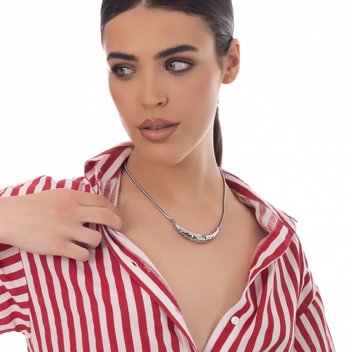 Oxzen γυναικείο κολιέ από ανοξείδωτο ατσάλι με κυλινδρικό στοιχείο