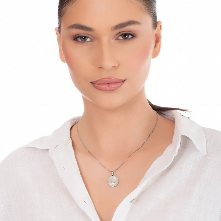 Oxzen γυναικείο κολιέ από ανοξείδωτο ατσάλι με πέρλα