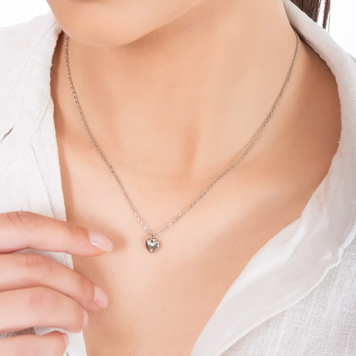 Oxzen γυναικείο κολιέ από ανοξείδωτο ατσάλι μικρή μπομπέ καρδούλα