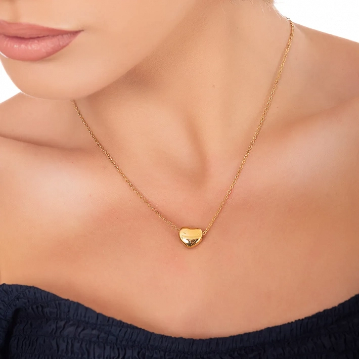 Oxzen γυναικείο κολιέ από ανοξείδωτο ατσάλι μπομπέ καρδιά