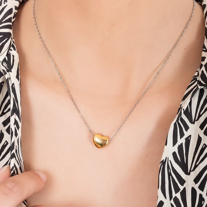 Oxzen γυναικείο κολιέ από ανοξείδωτο ατσάλι μπομπέ καρδιά