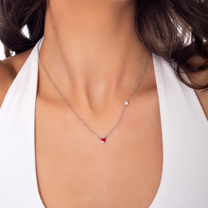 Oxzen ατσάλινο παιδικό κολιέ με καρδούλα