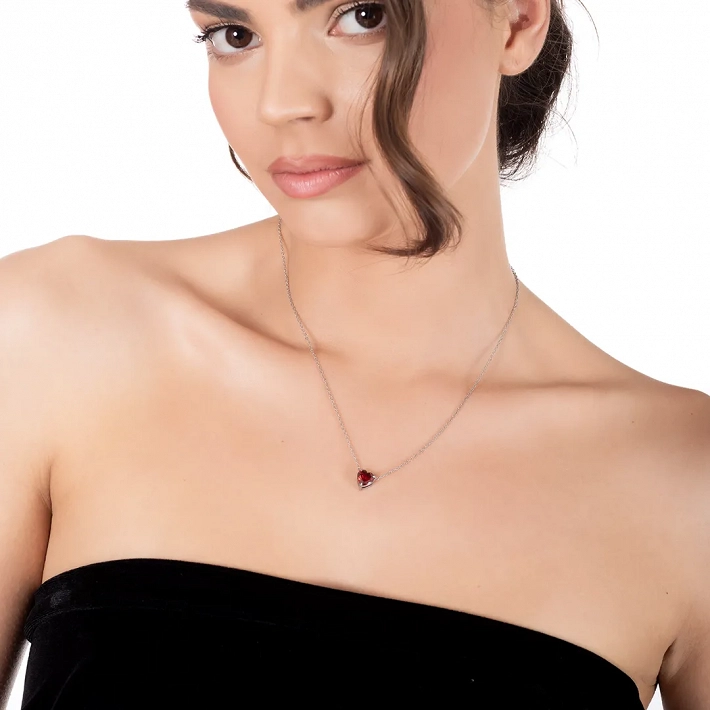 Oxzen κολιέ από ανοξείδωτο ατσάλι καρδούλα με ζιργκόν