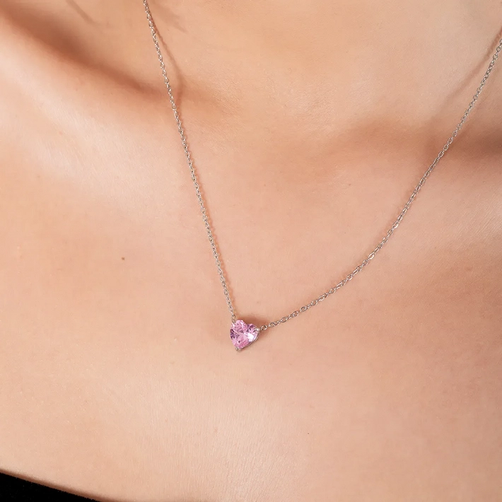 Oxzen κολιέ από ανοξείδωτο ατσάλι καρδούλα με ζιργκόν